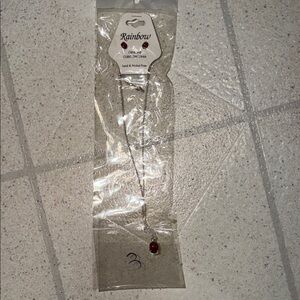 Rainbow genuine cubic zirconia lead and nickel free necklace and earrings set